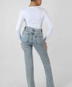 Public Desire UK Front Button Long Sleeve Ribbed Bodysuit White