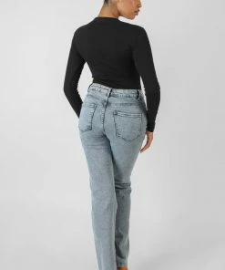 Public Desire UK Front Button Long Sleeve Ribbed Bodysuit Black KAIIA CLOTHING