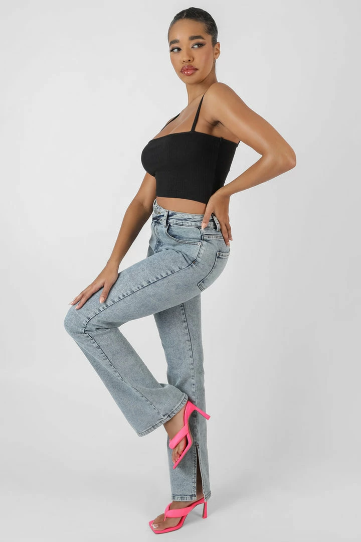 Public Desire UK Square Neck Ribbed Cropped Top Black 2 Public Desire UK Square Neck Ribbed Cropped Top Black