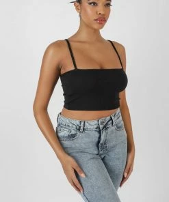 Public Desire UK Square Neck Ribbed Cropped Top Black 7 Public Desire UK Square Neck Ribbed Cropped Top Black