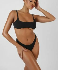 Public Desire UK Underbust Ribbed Bra Black