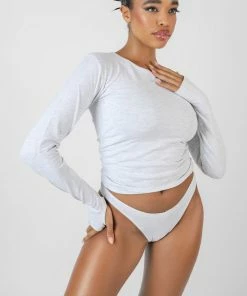 Public Desire UK KAIIA CLOTHING V Front Knicker Oatmeal Marl