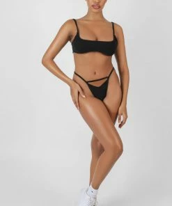 Public Desire UK Cut Out V Front Thong Black