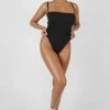 Public Desire UK KAIIA CLOTHING Square Neck Ribbed Bodysuit Black
