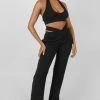 Public Desire UK Super Cropped Halter Neck Ribbed Crop Top Black KAIIA CLOTHING