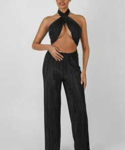 Public Desire UK Plisse Trouser Black