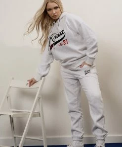 Public Desire UK Varsity Seam Front 90'S Joggers Oatmeal Marl