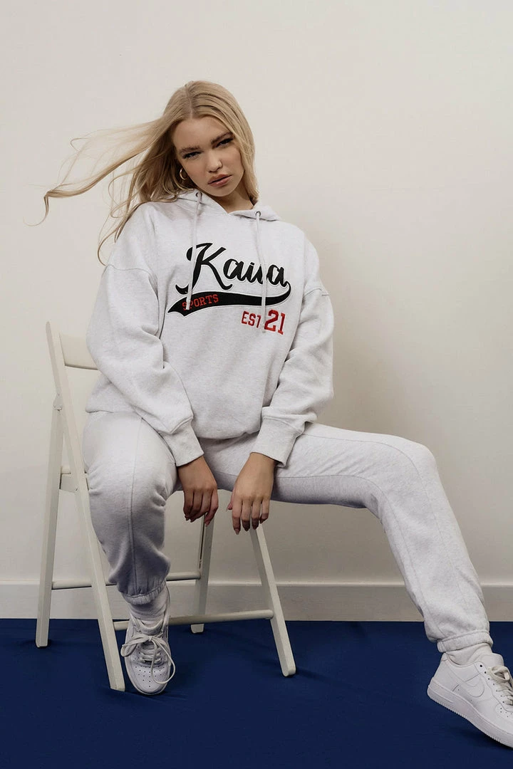Public Desire UK Varsity Embroidery Oversized Hoodie Oatmeal Marl KAIIA CLOTHING 1 Public Desire UK Varsity Embroidery Oversized Hoodie Oatmeal Marl KAIIA CLOTHING