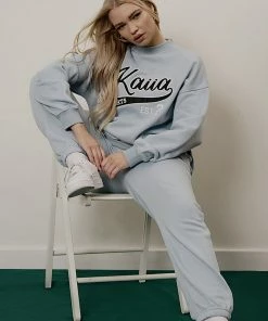 Public Desire UK Varsity 90'S Joggers Ice Blue KAIIA CLOTHING