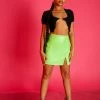 Public Desire UK KAIIA CLOTHING Pu Mini Skirt Green