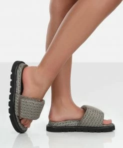 Public Desire UK NEW IN Sweeter Multi Print Padded Slide Sandals