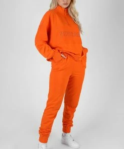 Public Desire UK Universal Reverse Panel Half Zip Sweatshirt Orange