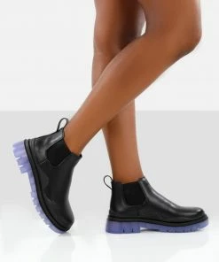 Public Desire UK Flat Boots Myth Black Chunky Sole Chelsea Boots 7 Public Desire UK Flat Boots Myth Black Chunky Sole Chelsea Boots